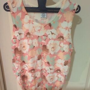 George Floral Sleeveless Tunic - Pink, White, Brown, Green